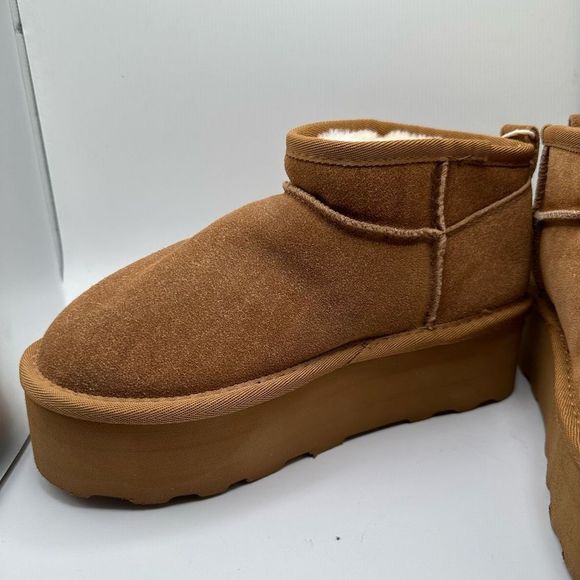 CUSHIONAIRE Women's Genuine Suede pull on platform boot +Memory Foam 6 CHESTNUT - Picture 7 of 7